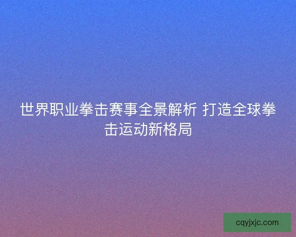 世界职业拳击赛事全景解析 打造全球拳击运动新格局