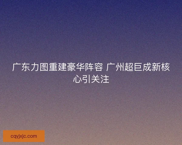 广东力图重建豪华阵容 广州超巨成新核心引关注