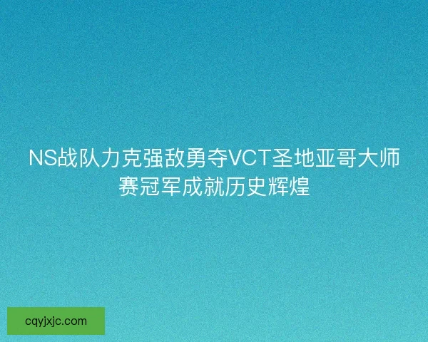 NS战队力克强敌勇夺VCT圣地亚哥大师赛冠军成就历史辉煌